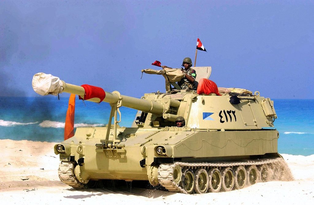 M109, stroj egyptské armády při cvičení Bright star, 2005