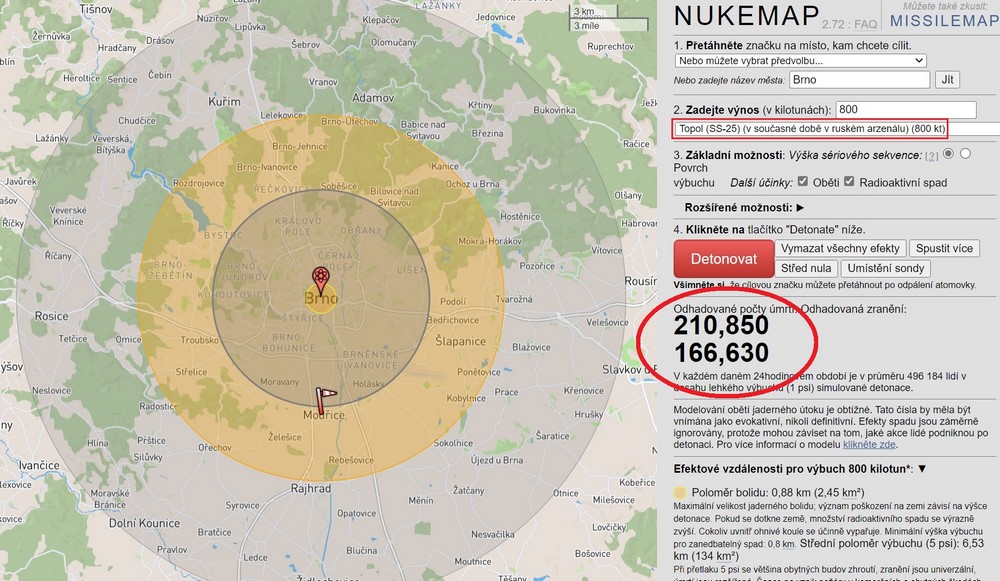 Simulace výbuchu atomovky, Brno