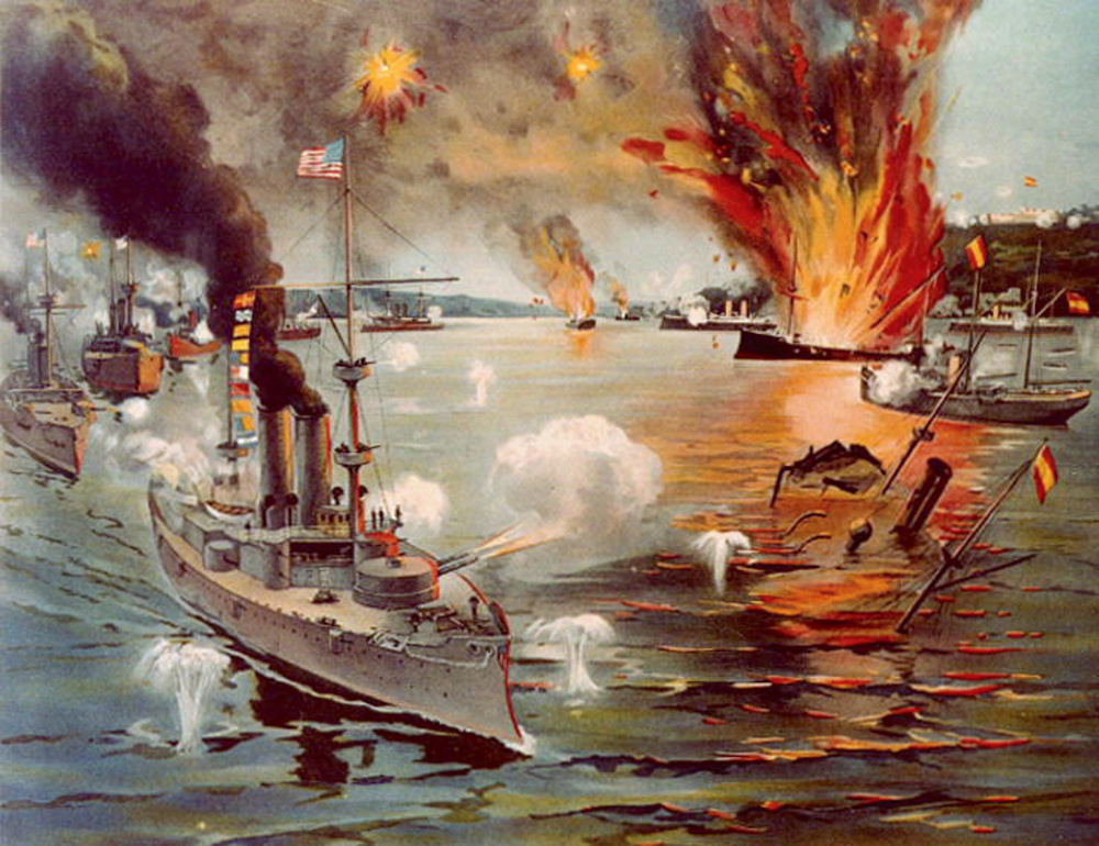 Bitva amerických a španělských lodí i Manily