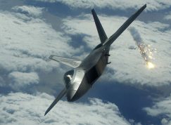 Americký letoun Lockheed Martin F-22 Raptor odpaluje fléru