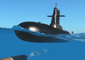 Vojenská ponorka na hladině