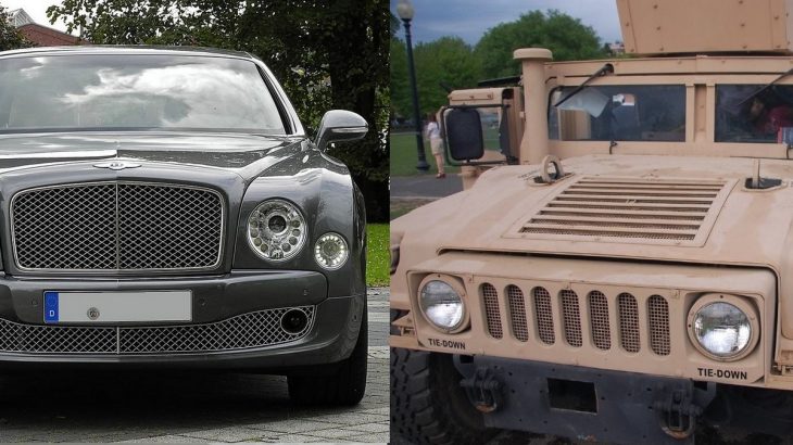 Bentley Mulsanne a Humvee, parodické srovnání