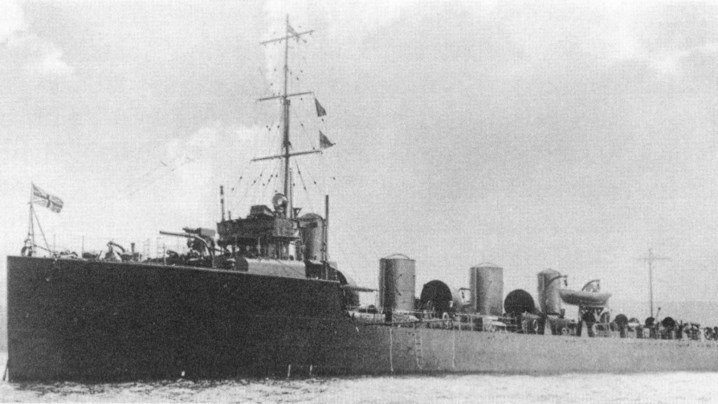 Britský torpédoborec HMS Zulu, jeho příď posloužila v vytvoření HMS Zubian