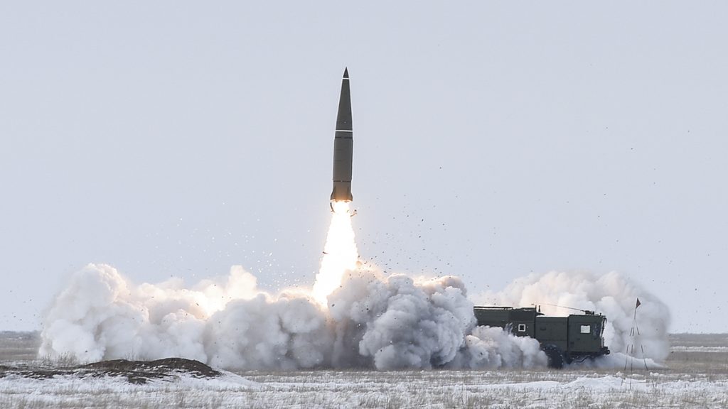 Odpálení ruské balistické rakety 9K720 Iskander-M