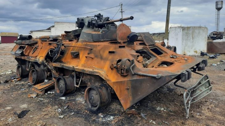 Zničený transportér BTR-82A