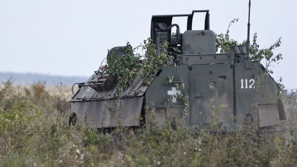 Ukrajinské bojové vozidlo BMP-1LB zezadu