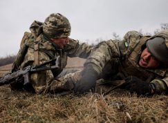 Ukrajinští vojáci na cvičišti