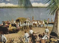 Singapur, vylodění Japonců s tankem Chi Ha, 1942