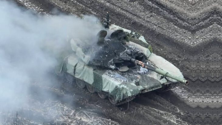 Zasažený tank T-90M