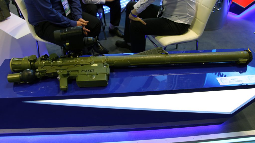 Vystavená maketa systému 9K333 Verba