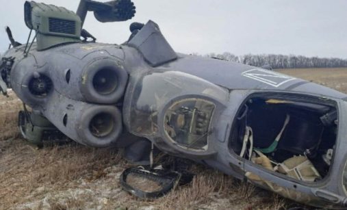 Havarovaný vrtulník Mi-35