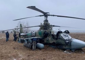 Sestřelený vrtulník Ka-52