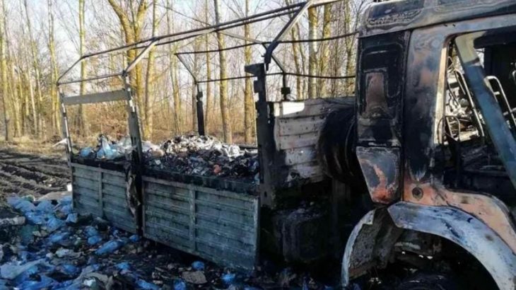 Zničený KamAz ruské armády