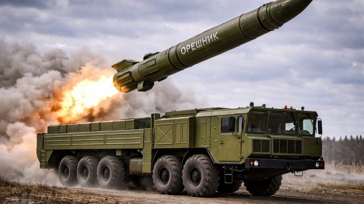 Ilustrace Orešniku při odpalu