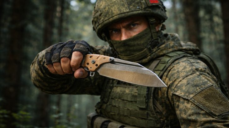 Ruský voják s nožem