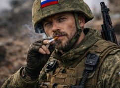 Ruský voják s cigaretou