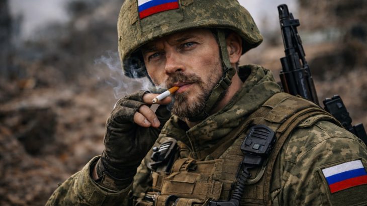 Ruský voják s cigaretou
