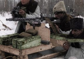 Kulometné stanoviště ruských vojáků