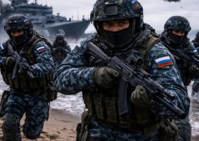 Ruští vojáci, mariňáci po vylodění