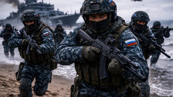 Ruští vojáci, mariňáci po vylodění