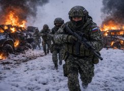 Ruští vojáci v zasněžené krajině