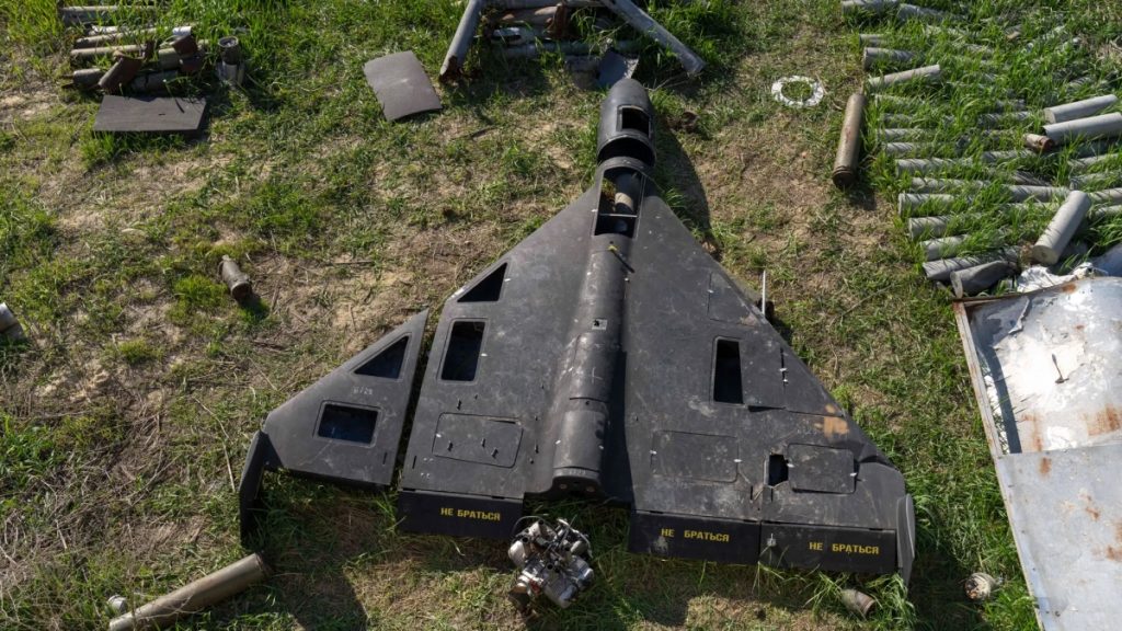 Sestřelený dron typu Shahed, nejspíše Geran-2