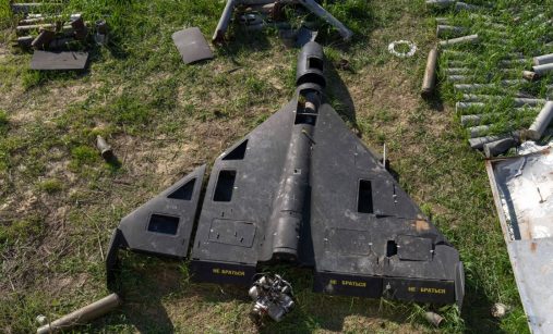 Sestřelený dron typu Shahed, nejspíše Geran-2