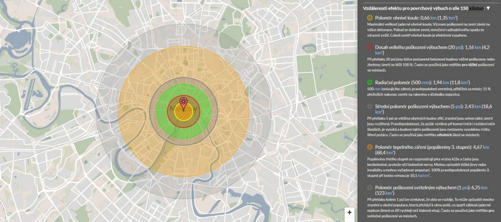 Simulace výbuchu atomovky o výtěžnosti 150 kilotun v Moskvě