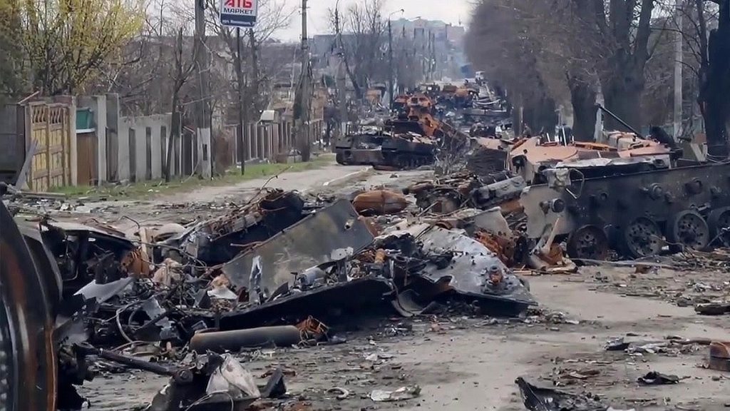 Ruská technika zničená v Buči