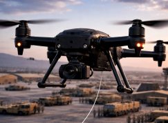 Dron s optickým vláknem nad americkou základnou