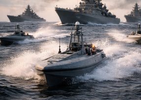 Ruské válečné lodě a drony