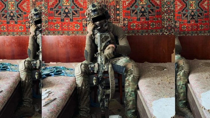 Ukrajinský odstřelovač s útočnou puškou