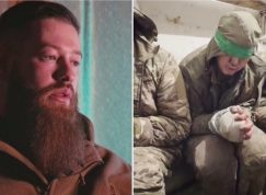 Ukrajinský voják a ruští zajatci