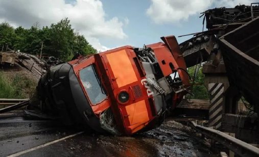 Zničený vlak v Kurské oblasti