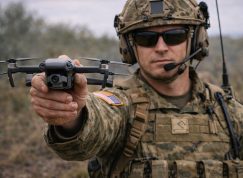 Americký voják na Ukrajině s dronem