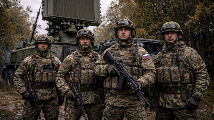 Ruští vojáci před radarem