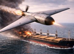 Ukrajinský dron útočí na ruskou nákladní loď