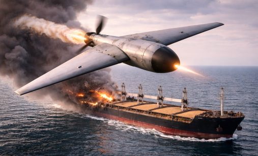 Ukrajinský dron útočí na ruskou nákladní loď