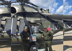 Ruský vrtulník Mi-8 s rušičkami