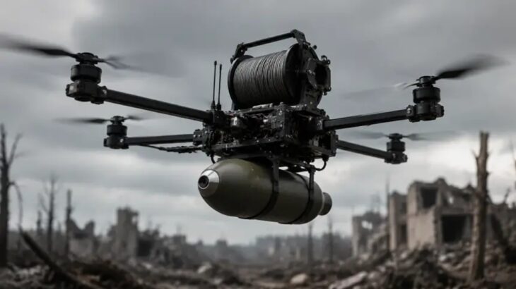Dron s optickým vláknem