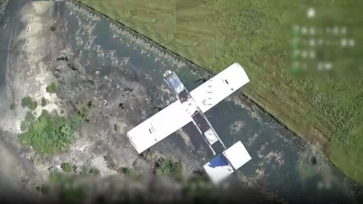 Ruský dron lovený ukrajinským dronem