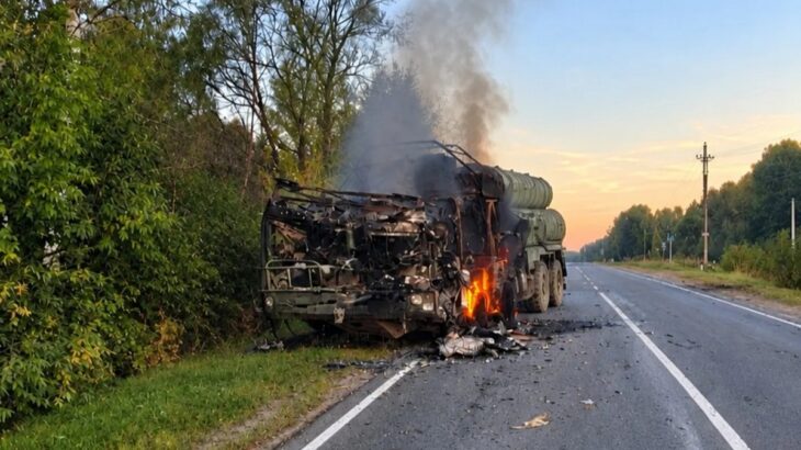 Odpalovač S-400 zničený na silnici