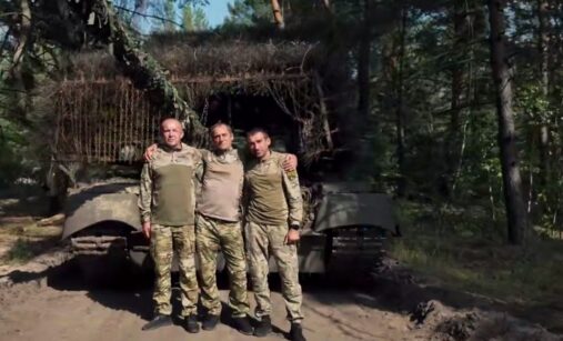 Ukrajinský tank T-84 Oplot ukrajinské jednotky Skala